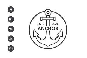 Outline anchor logo design, a Branding & Logo Template by Saba Vector