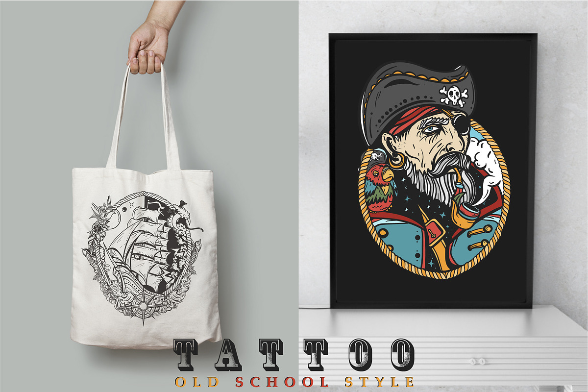 Pirates old school tattoo, a Background Graphic by intueri (Photo 6 of 7)