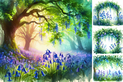 Bluebell Woodland Watercolor, a Seasonal Illustration by Flourish Spark (Thumbnail 3 of 5)