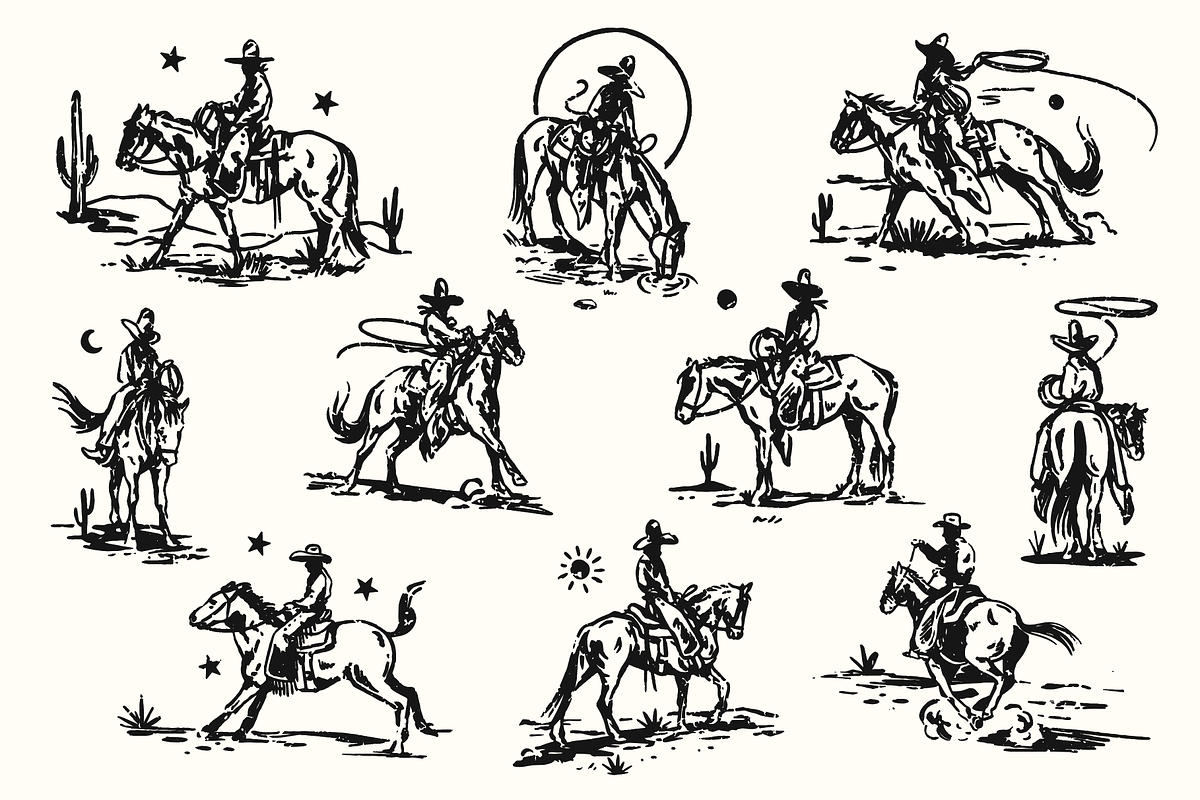 Cowboys - Western Illustration, an Animal Illustration by cmfgraphics (Photo 2 of 3)