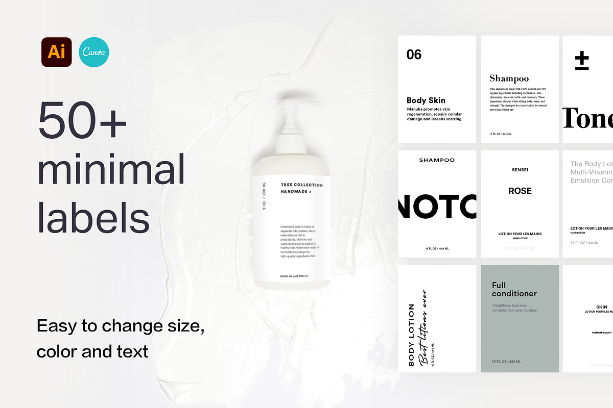 50+ Minimal Labels/Stickers Canva/Ai, a Branding & Logo Template by Coco Shop (Photo 1 of 8)