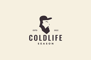 Man Long Beard Cold Season Logo