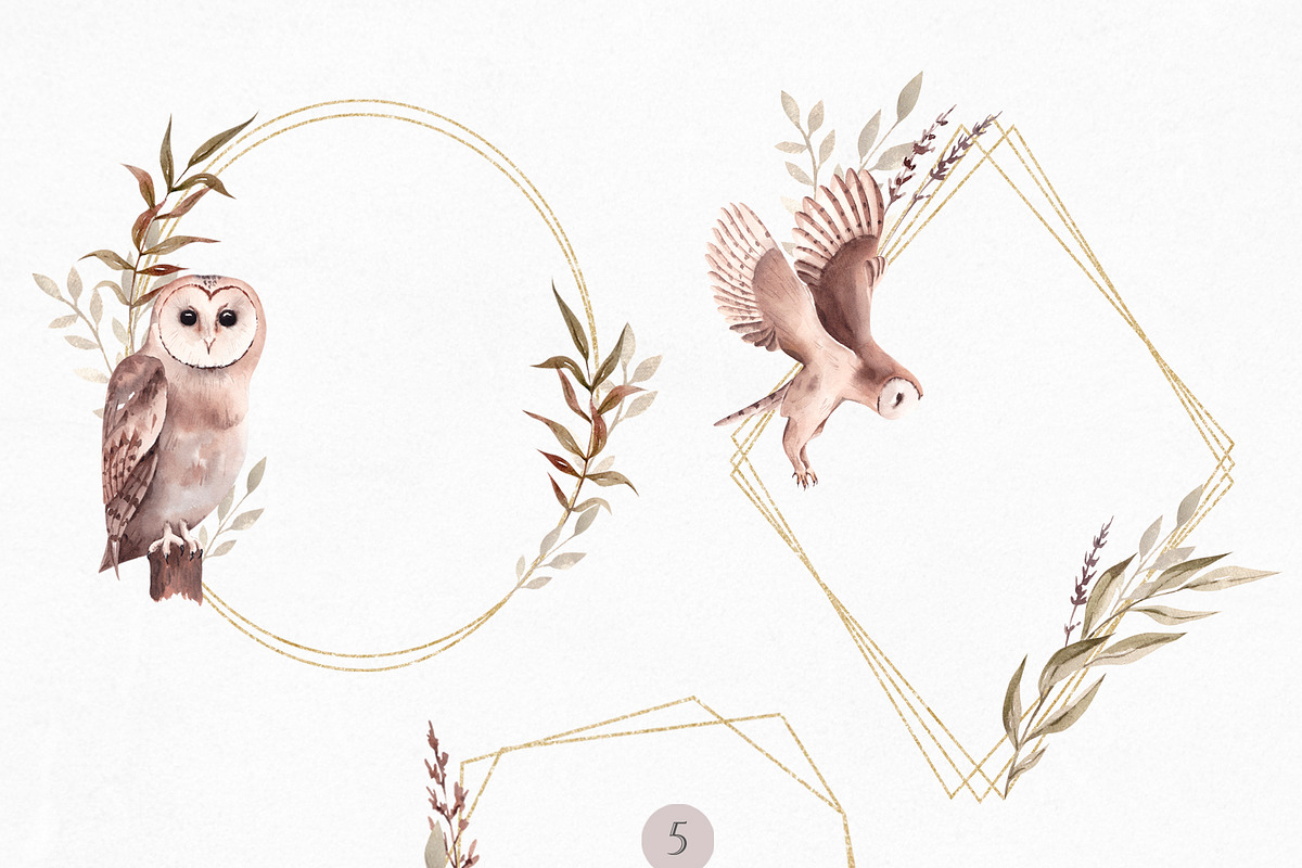 Watercolor Owl Collection, a Texture Illustration by YuliyaArtGarden (Photo 4 of 10)