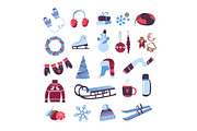 Winter Activities Vector Set, a Seasonal Illustration by Zonda (Thumbnail 7 of 13)