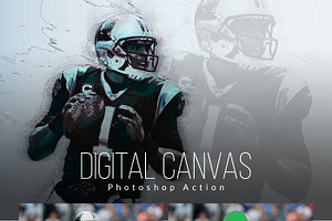 Digital Canvas Photoshop Actions, an Action Add-On by MockupSpace
