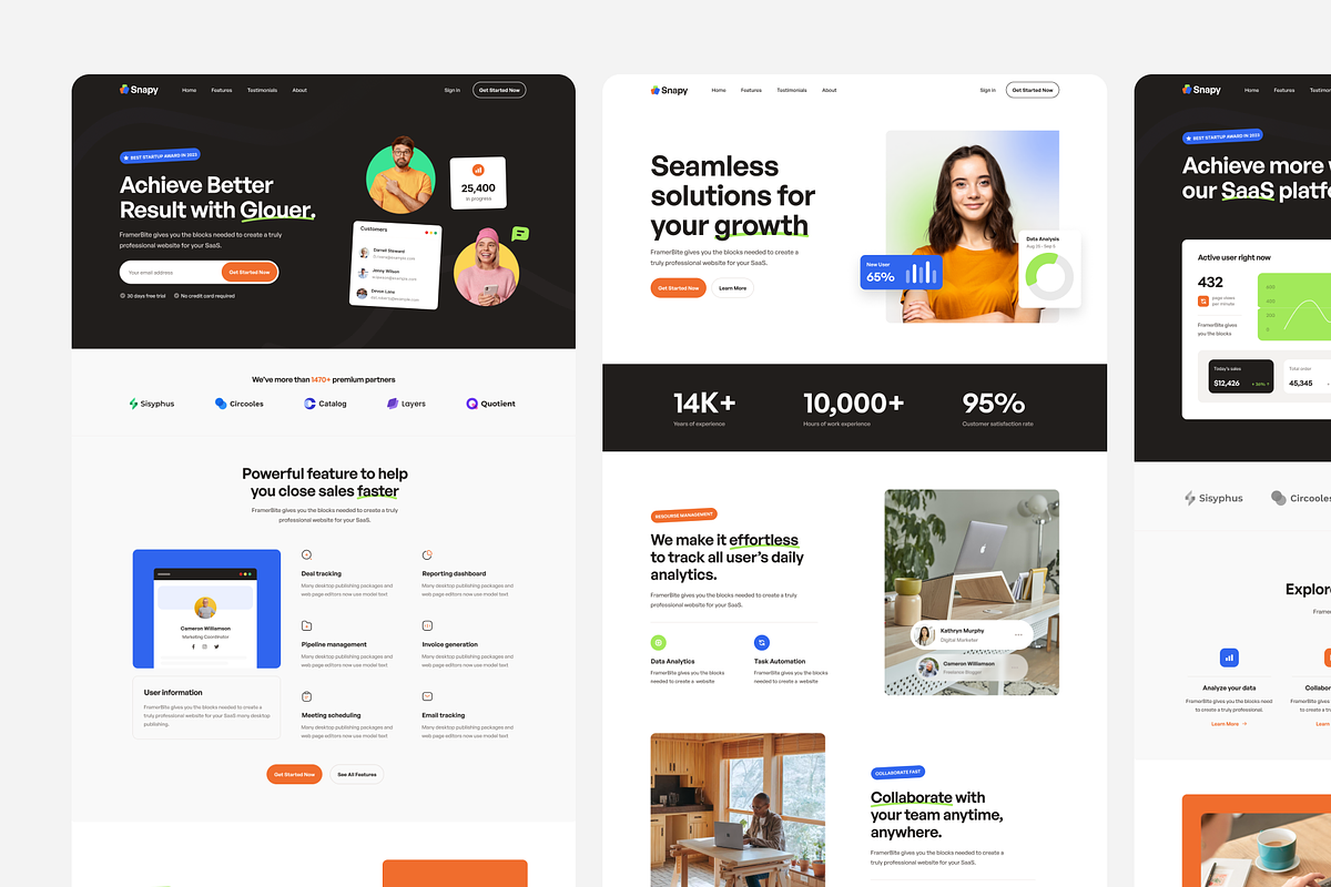 Snapy - Multi-Layout SaaS Figma, an UI Kit Template by FinestDevs (Photo 2 of 4)