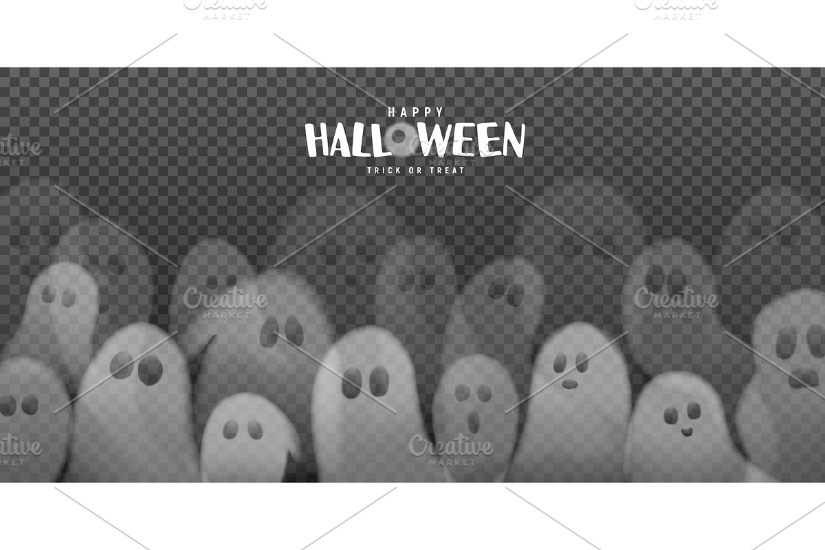 Halloween banner with ghosts, a Texture Illustration by Andrey Yaroslavtsev