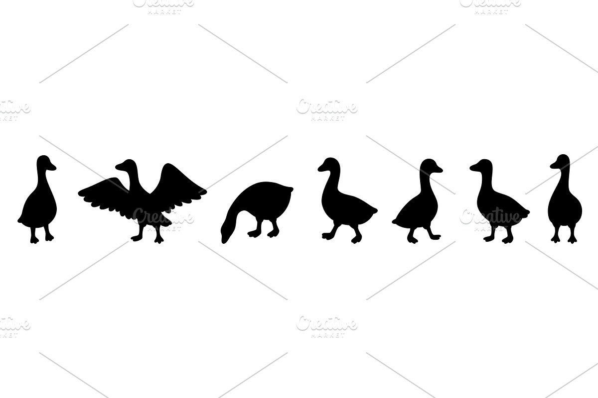 Black geese silhouettes in flapping, an Animal Illustration by GraphiShop