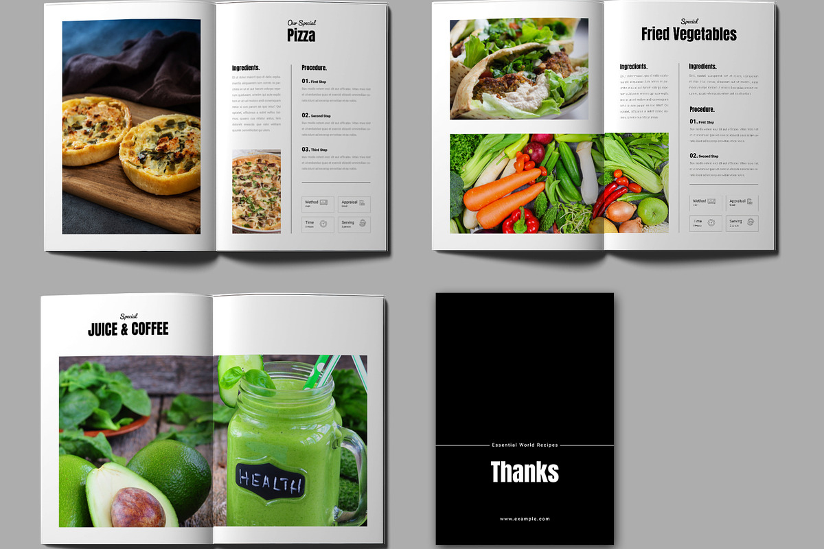 Food Recipe Cookbook Magazine Design