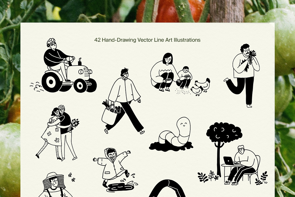 Slow Living People: Vector Line Art, a Person Illustration by divanovskaya_nv (Photo 4 of 12)