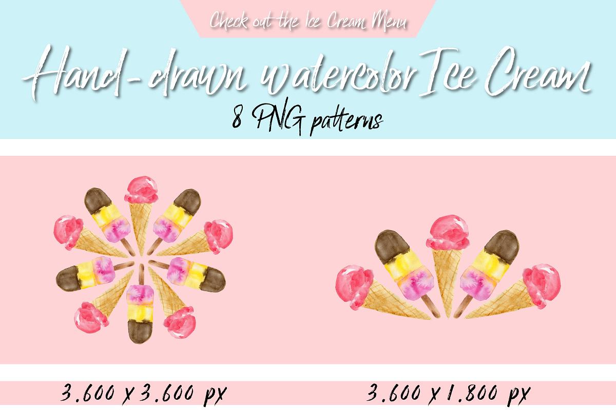 Hand-drawn Watercolor Ice Cream, an Illustration by U + Me Studio (Photo 7 of 14)