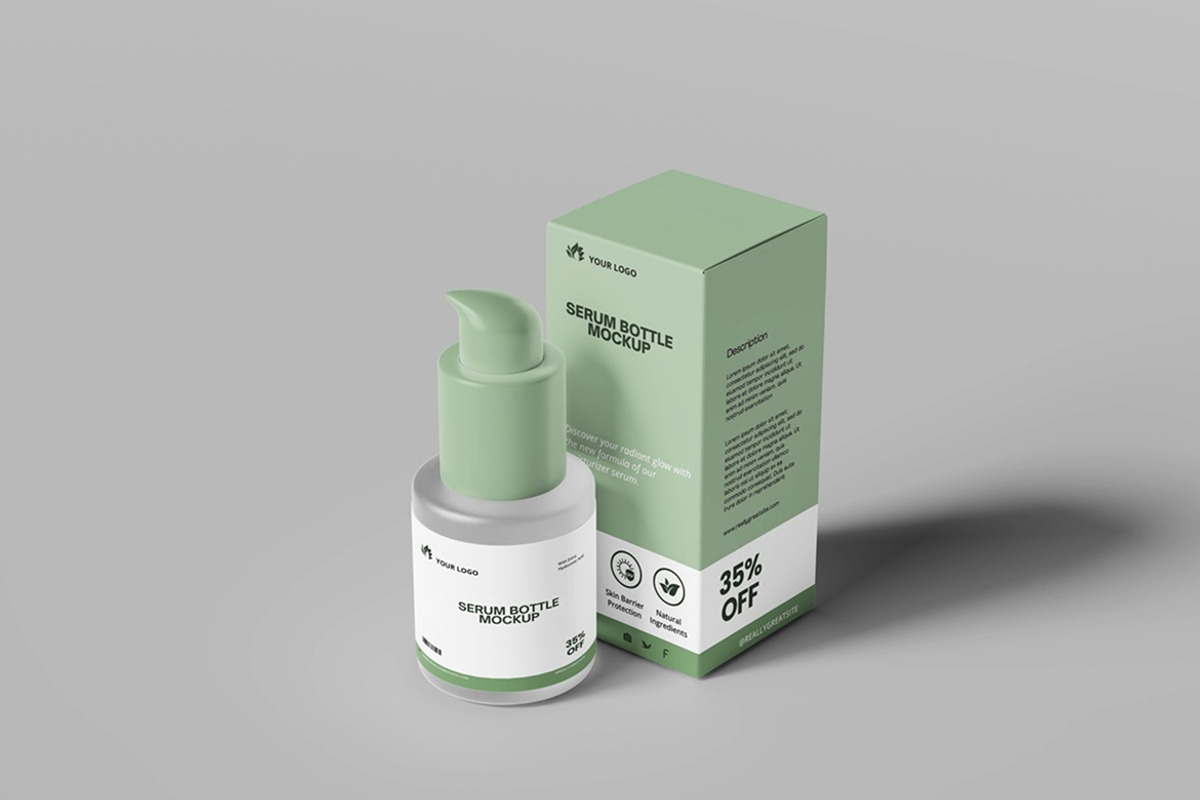 Serum Bottle Packaging Mockup, a Packaging Mockup by Tokobeta (Photo 2 of 9)