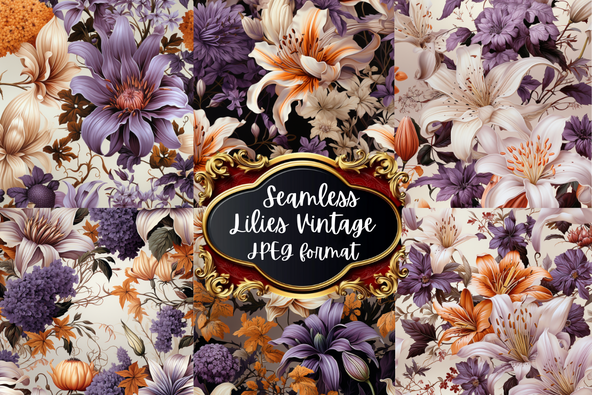 Lilies Vintage Seamless Paper, a Pattern Graphic by Agnesagraphic (ID 95)