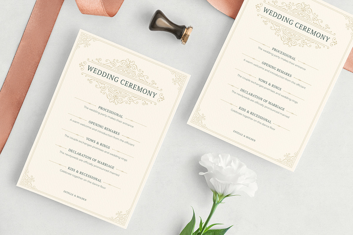 Vintage Wedding Ceremony Program, a Stationery Template by Vasya Kobelev (Photo 2 of 7)