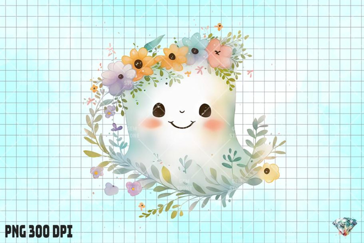 Watercolor Flower Baby Ghost, an Illustration by Gemstone (Photo 3 of 6)