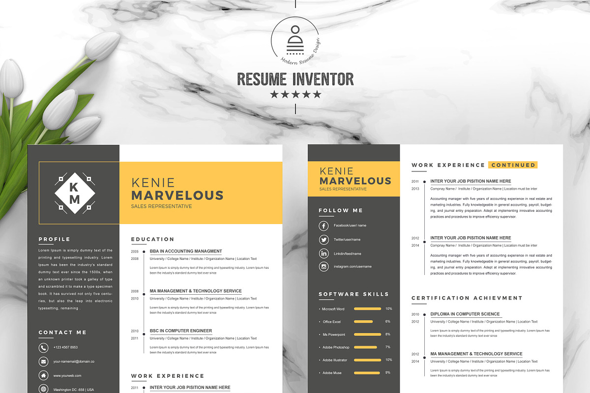 Resume Template 4 Page | CV Template, a Resume Template by ResumeInventor (Photo 2 of 6)