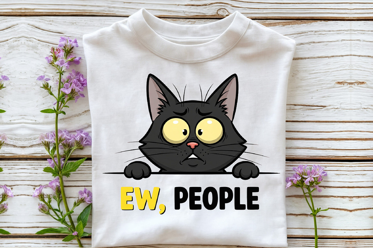 Ew People T-Shirt Funny Cat, an Illustration by DreamCafeArt (Photo 3 of 6)