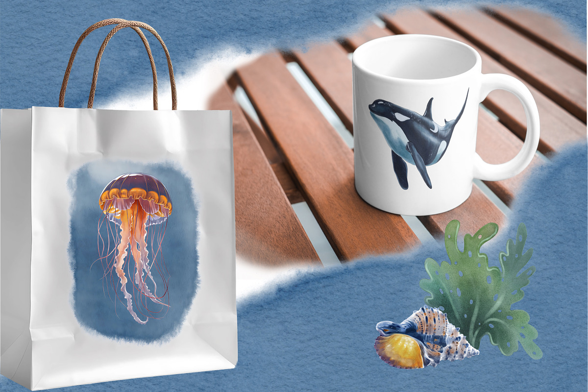 Underwater world watercolor collecti, an Animal Illustration by IrynaPanashii (Photo 8 of 16)
