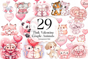 Pink Valentine Couple Animals PNG, an Animal Illustration by KennedyStudio