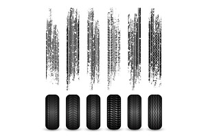 Grunge tire tracks, rubber wheels, a Transportation Illustration by 32pixels