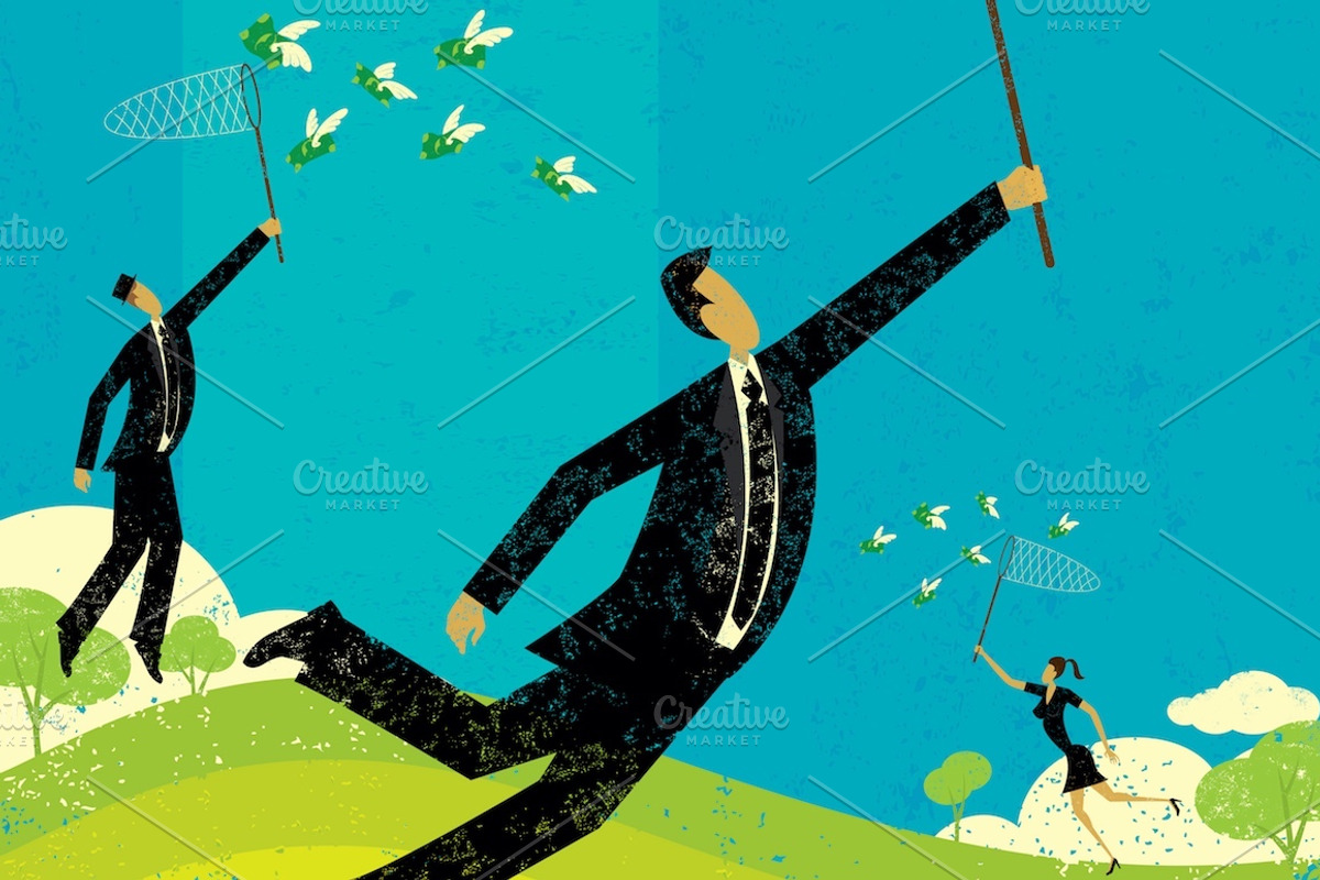 Chasing Dollars, a Finance Illustration by retrorocket (Photo 1 of 2)