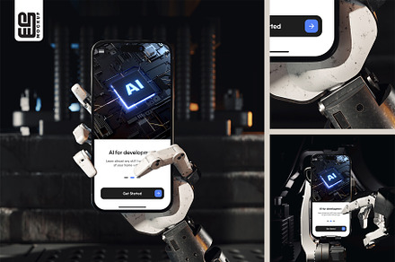 Phone Screen in Sci-Fi Scene Mockup