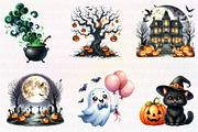 Watercolor Cute Halloween Clipart, an Illustration by CreationArt (Thumbnail 4 of 6)
