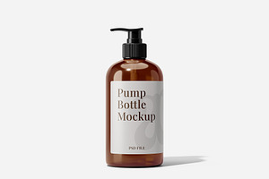 Amber Pump Bottle Mockup