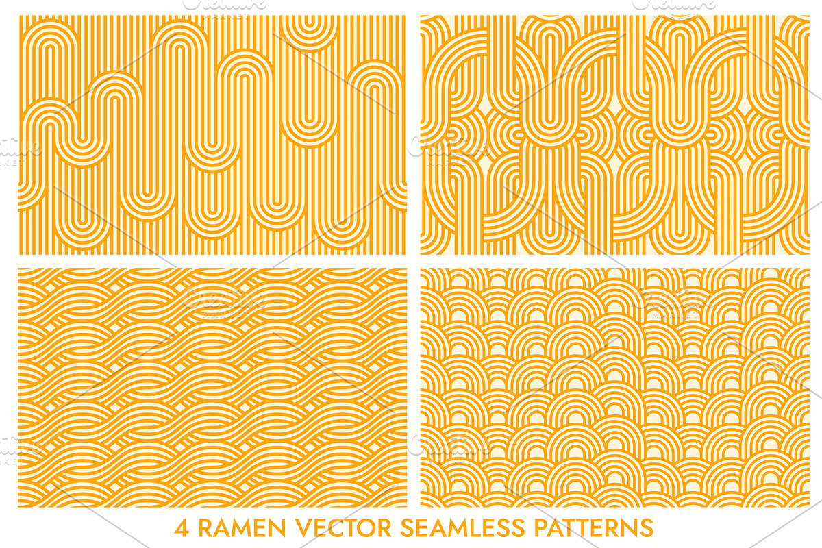 Ramen noodles pasta patterns, a Food Illustration by Buch&Bee