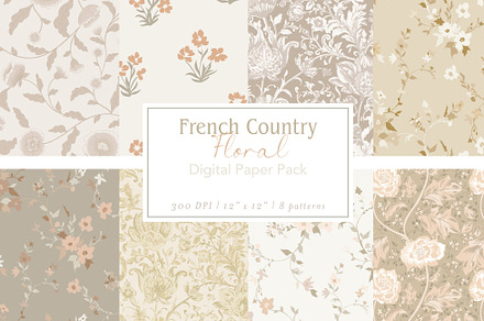 French Country Floral Pattern Bundle, a Pattern Graphic by Mieken Petra Designs