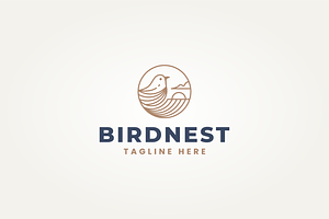 bird nest with ocean line art logo, a Branding & Logo Template by Blazybone