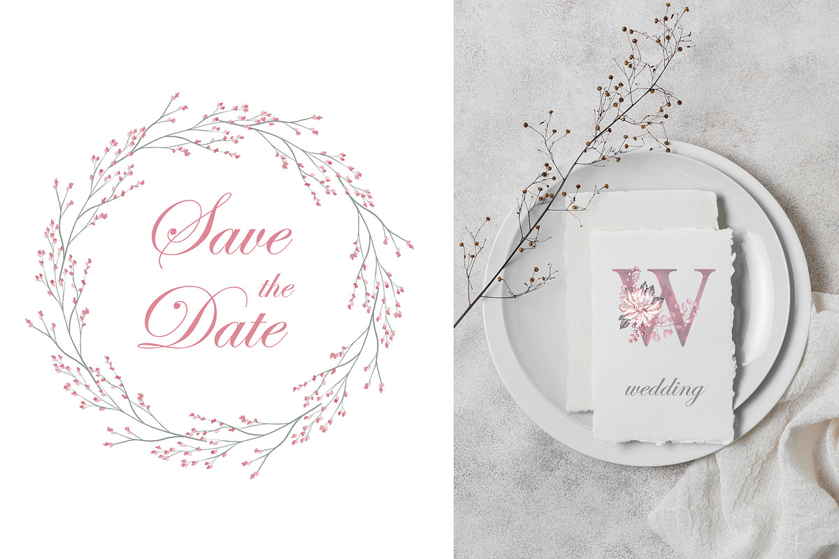 Dusty pink watercolor floral set, a Graphic by TatiArti (Photo 3 of 12)