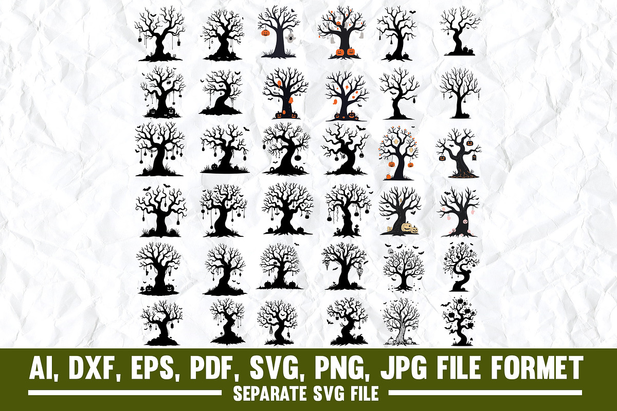 Spooky Halloween Tree SVG, a Graphic by VectorArtPrintableDesign