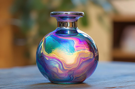 Holographic chrome fluid vase reflec, a Photo by Iftikhar Alam