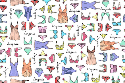Pattern with hand drawn lingerie preview 2