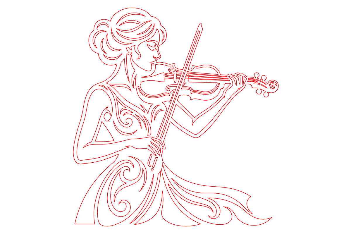 Elegant Violin Girl Laser Cut SVG, an Object Graphic by DreamCafeArt (Photo 2 of 3)