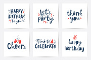Birthday 6 cards with lettering, a Decorative Illustration by redcollegiya design (Thumbnail 4 of 5)