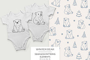 Winter Bear Clipart & Patterns, an Animal Illustration by Irina Ostapenko (Thumbnail 1 of 5)