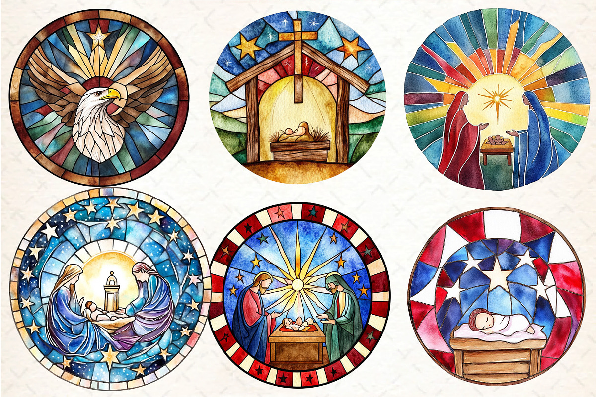 Round  Stained Glass 4th of July Nat, an Illustration by DreamCafeArt (Photo 4 of 9)