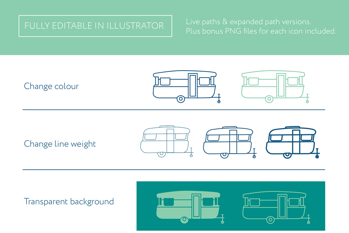 Caravan Icons, an Outline Icon by the cabin supply co (Photo 3 of 4)
