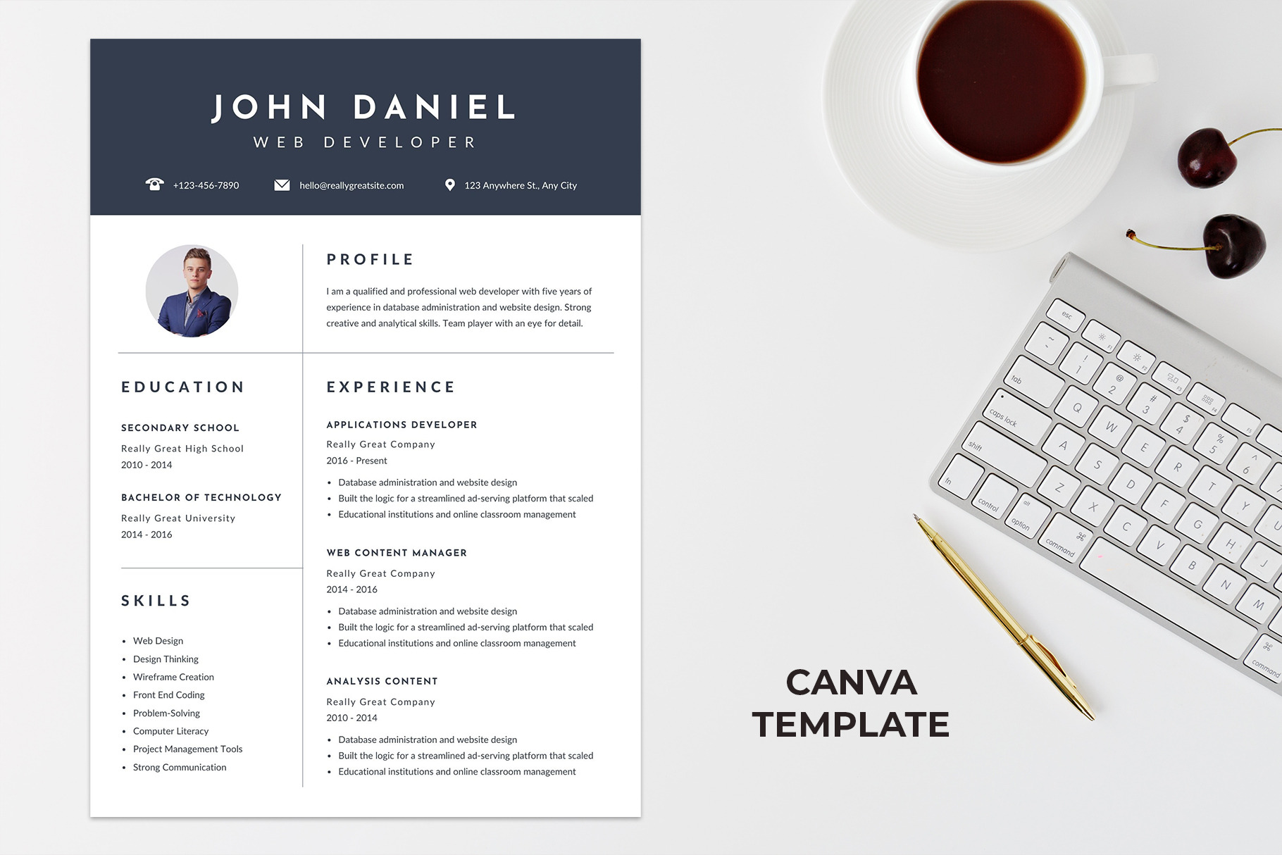 Blue Elegant Resume Template, a Resume Template by Jaruka