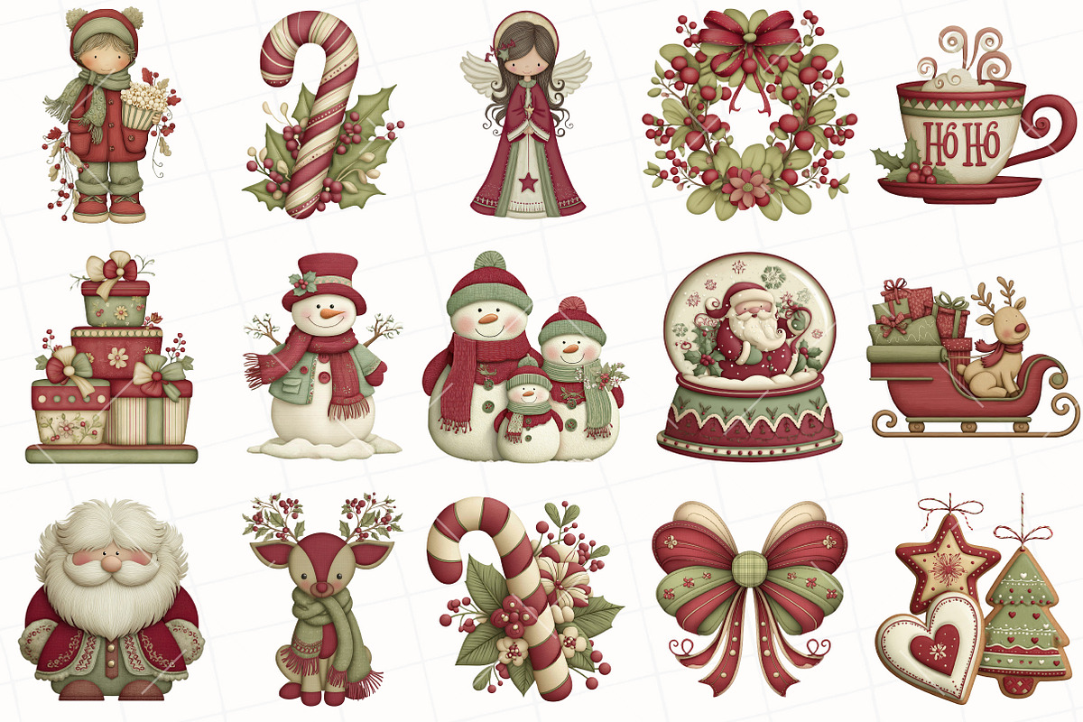 Whimsical Christmas Clipart, an Illustration by OK Design (Photo 2 of 6)