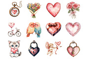 Vintage Cute Valentine's Day Clipart, an Illustration by Design Market (Thumbnail 3 of 3)