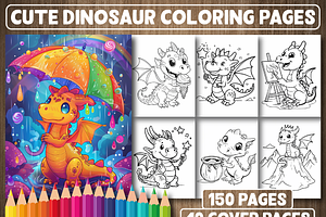 Cute Dinosaur Coloring Pages, an Animal Illustration by Design Station