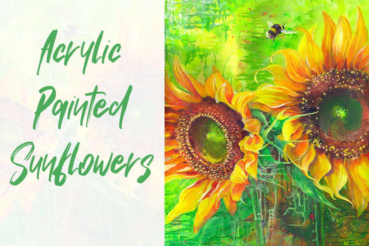 Acrylic Painted Suflowers Art, an Illustration by MaryAmi (Photo 1 of 3)