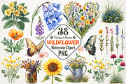 Spring Wildflower Meadow Clipart Set, an Illustration by RobertsArt (Thumbnail 1 of 5)