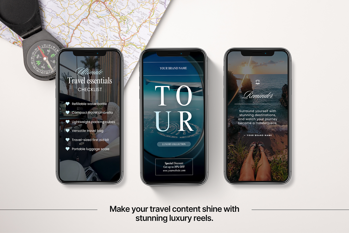 100 Luxury Travel Reels Templates, a Social Media Template by DigiPax (Photo 4 of 10)