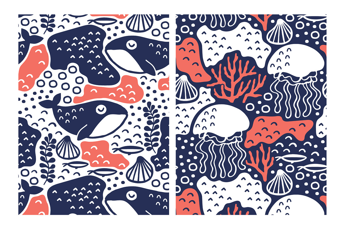 SEA LIFE | Seamless patterns pack, a Pattern Graphic by Nastya Tkachova (Photo 2 of 6)