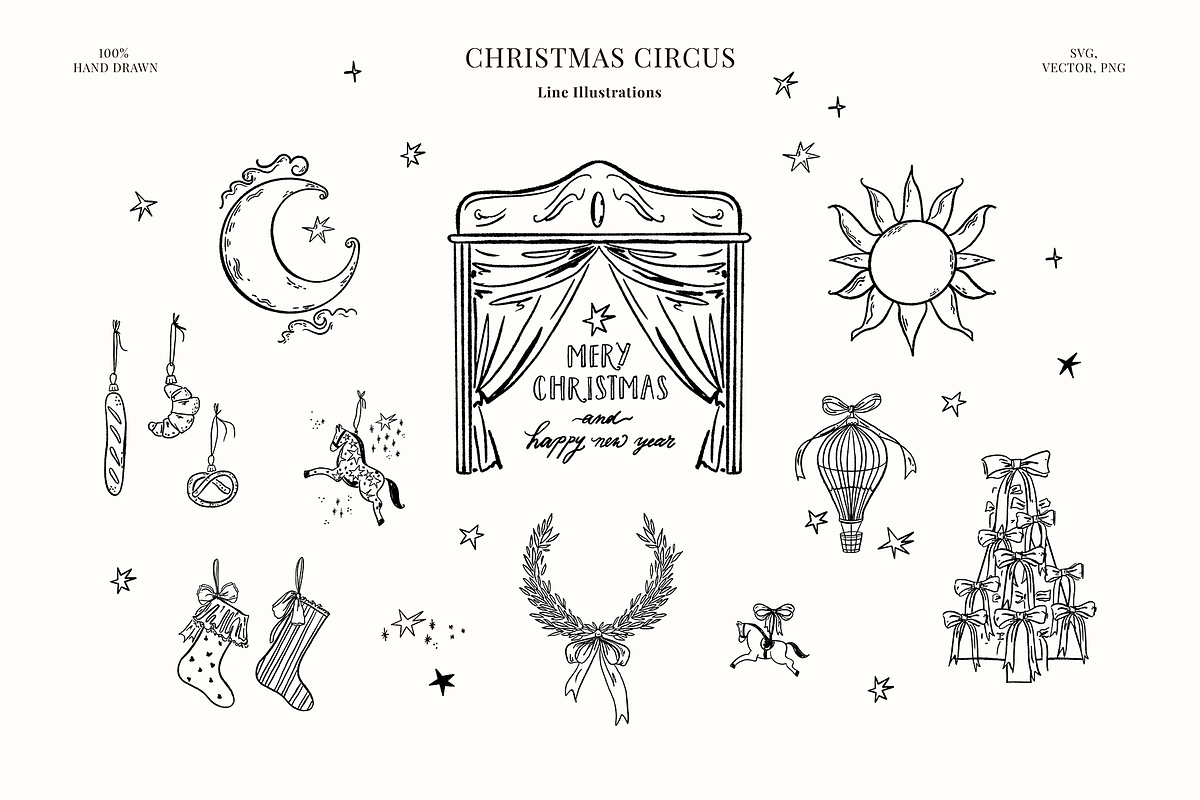 Vintage Christmas Circus art, a Decorative Illustration by Summer Nightingale Art (Photo 9 of 14)