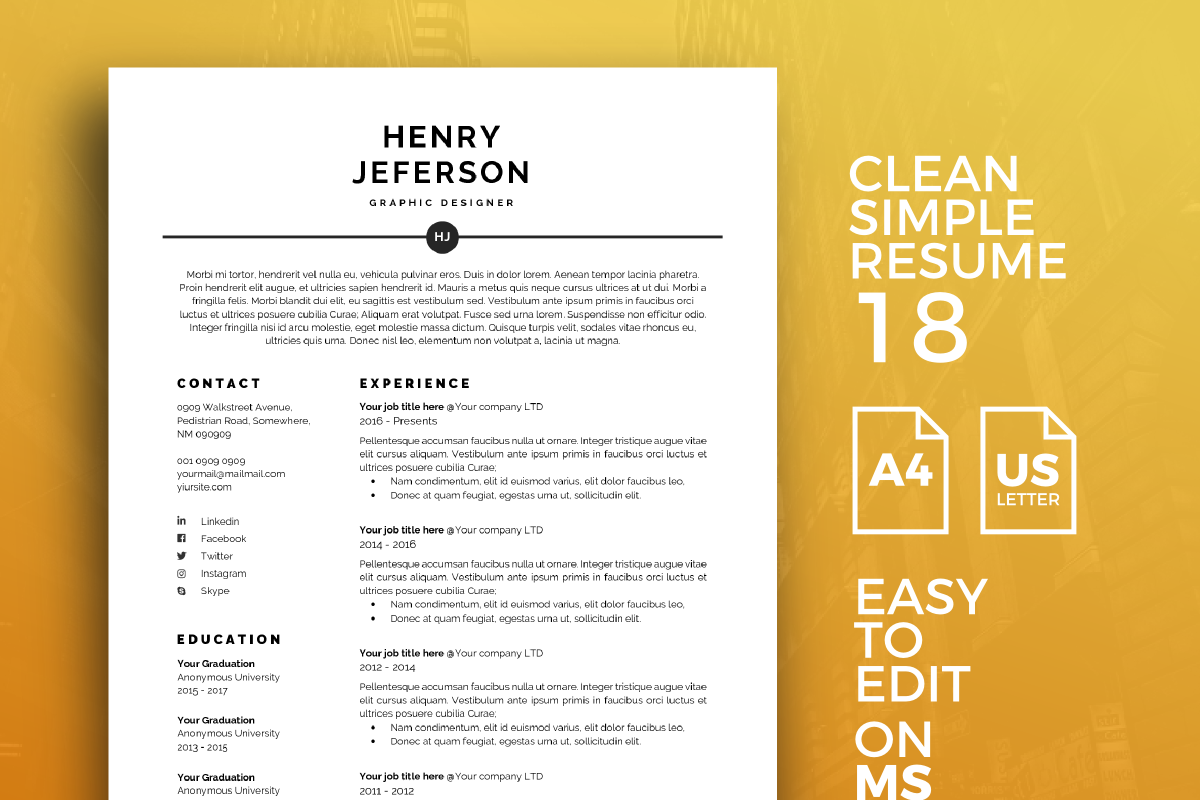 Resume Template 18, a Resume Template by graphicalcium
